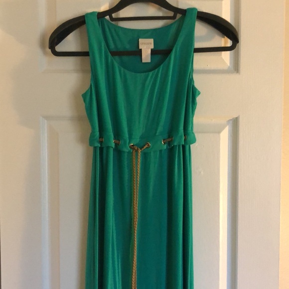Chicos Long Maxi Dress Green Size 0 Petite - Picture 3 of 7